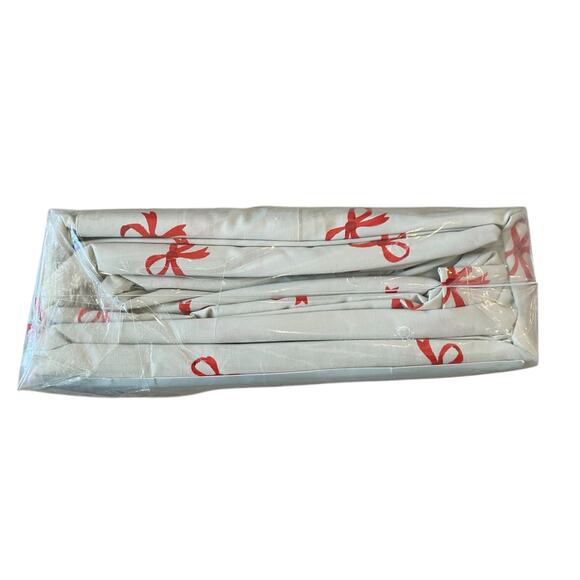 Cath Kidston London Holiday Red Bows Cotton FULL Sheet Set 4pc Sage Green NEW - Picture 7 of 15